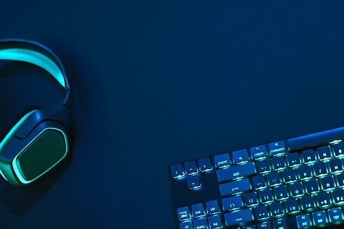 headphones and keyboard