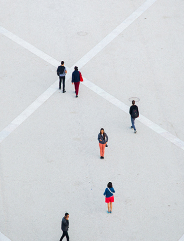 People walking in sqaure